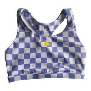 Melody Ehsani Blue and White Checkered Sports Bra